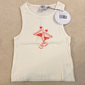 Princess Polly Cream Ribbed Tank with Red Cocktail Graphic